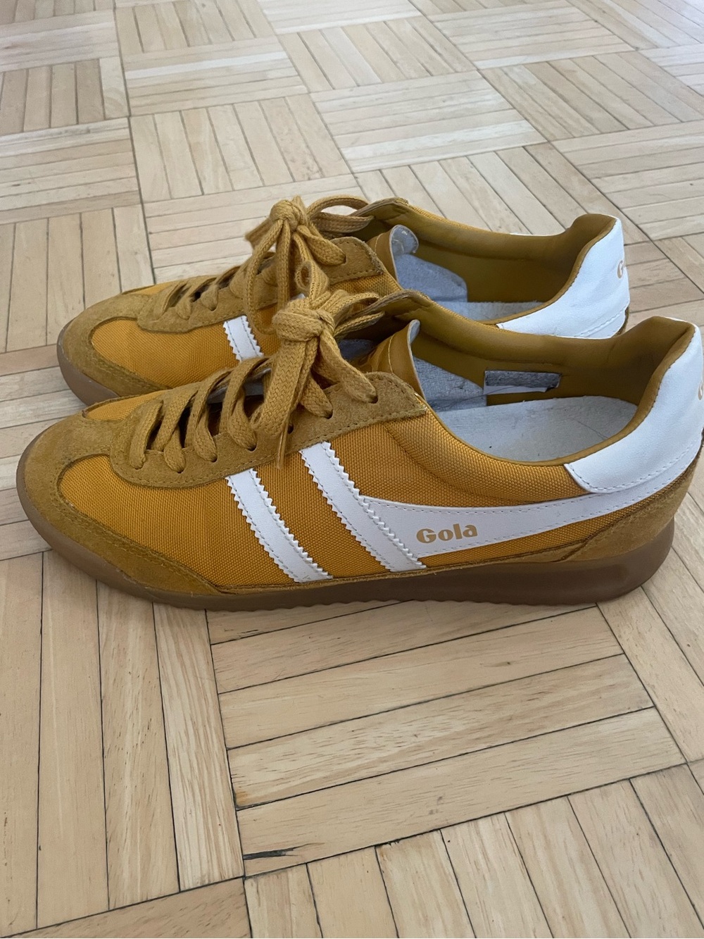 Gola Yellow tornado Trainer with White Stripes, 8.5